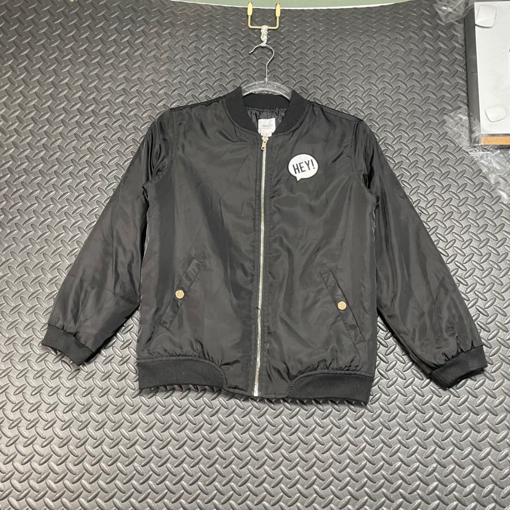 Forever 21‎ New Attitude Black Bomber Full Zip Up Jacket Girls Size Youth 13/14